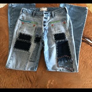Free People Patchwork Jeans